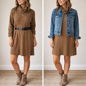 Ophelia Roe Brown Turtleneck Knit Dress 05-0164